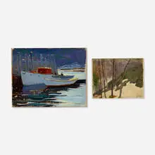 Sears Gallagher, two works, oil on canvas laid to board