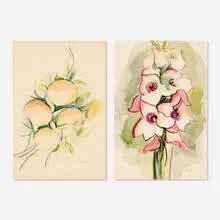 Florence Dreyfous, two works, watercolor on paper
