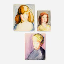 Florence Dreyfous, three works, watercolor and graphite on paper