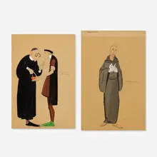 two works by Anna Zinkeisen, gouache and graphite on paper, sold Sep 2020