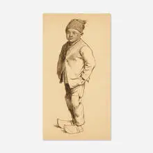 Standing Figure by J. Alden Weir, graphite on paper, sold Sep 2020