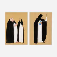 two works by Anna Zinkeisen, gouache and graphite on paper, sold Sep 2020