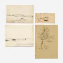 four works by Henry Farrer, graphite on paper, sold Sep 2020
