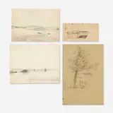 Henry Farrer, four works, graphite on paper