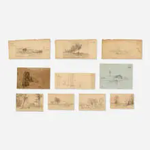 ten works (of Havpswell Neck with Pats Island) by Henry Farrer, c. 1890, graphite and charcoal on paper, sold Sep 2020