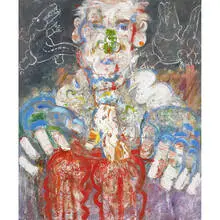 Man with Alligators by Robert Beauchamp, 1982, oil on canvas, sold Jun 2009