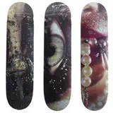 Marilyn Minter, skatedecks, set of three, 2008, acrylic, transfer-printed plywood