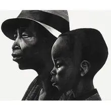 Elizabeth Catlett, Two Generations, 1979, lithograph on paper