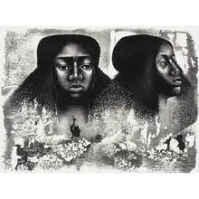 Lovely Twice by Elizabeth Catlett, 1976, lithograph on paper, sold Jun 2009