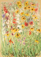 Field flowers by Paul Lucien Maze, pastel on paper, sold May 2022