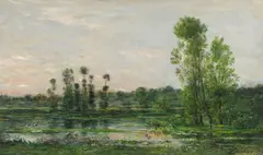 Charles-François Daubigny, On the Oise, oil on panel