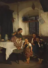 the Elder Benjamin Vautier, Playing school, oil on panel