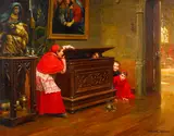 Paul Chocarne-Moreau, Caché-Caché!, oil on canvas