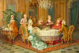 Cleto Luzzi, Afternoon tea, oil on canvas