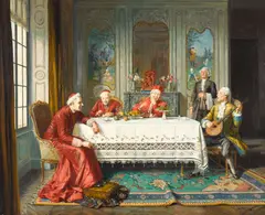 Emilien Barthélemy, A musical interlude, oil on canvas
