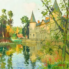 Le chateau by Constantine Kluge, oil on canvas, sold May 2022