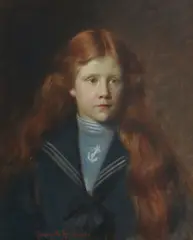 Herman Gustave Herkomer, Portrait of Aileen Wemyss Syme (nee Crane) of Braemar, bust-length, wearing a sailors outfit, oil on canvas