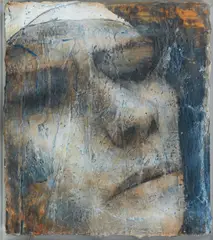 Peter White, Head 9, oil, acrylic and wax on board