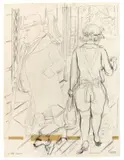 Begegnung“ / „Straßenszene, Berlin by George Grosz, 1928, Bleistift auf zwei vom Künstler aneinandergefügten Papieren, sold May 2014