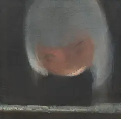 Leiko Ikemura, Gesicht in Schwarz, 1998, Öl auf Jute