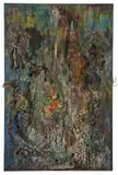 Bernard Schultze, In dunklen Stunden diese Migof-Situation, 1968, Bemalte Assemblage auf Leinwand in Plexiglaskasten