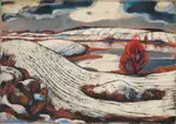 Max Kaus, Tauschnee auf Mecklenburgischer Seelandschaft, 1928, Öl auf Leinwand