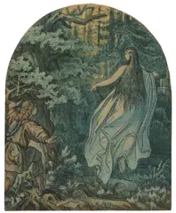 Erscheinung im Walde by Moritz von Schwind, Aquarell über Feder in Schwarzbraun auf Karton, sold Nov 2011