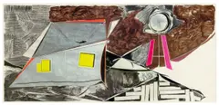 Thomas Scheibitz, Ohne Titel, 2002, Acryl, Tempera, Frottage mit Kohle und Bleistift auf Papier