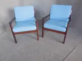 ROSEWOOD ARMCHAIRS WITH BLUE UPHOLSTERY by Pair Of Ole Wanscher, sold Nov 2013