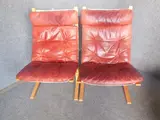 RED LEATHER ARMCHAIRS by Pair Of Ingmar Relling, sold Nov 2013