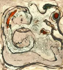 Lucy Boyd Beck, Figure and Birds glazed earthenware tile, glazed earthenware tile