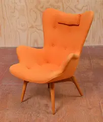 Grant Featherston, R160 CONTOUR ARMCHAIR, upholstered in orange wool