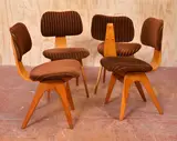 Fred Lowen Am, FOUR SC55 DINING CHAIRS, Queensland maple, velour