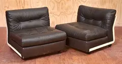 PAIR OF FIBREGLASS AND LEATHER ARMCHAIRS by Mario Bellini, PAIR OF FIBREGLASS AND LEATHER ARMCHAIRS, sold Aug 2013