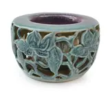 Small Klytie Pate, RETICULATED GREEN GLAZED EARTHENWARE POT WITH REPEATING FLORAL MOTIF