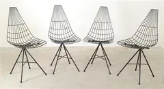 Clement Meadmore, A SET OF FOUR DC601A CHAIRS, designed c.1959, 1959, plastic coated steel wire