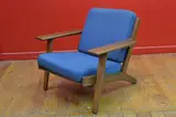 A PLANK CHAIR, designed c1953 by Hans J. Wegner, oak, fabric, sold Dec 2012