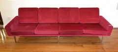 H .W. Klien, A DANISH FOUR SEATER SOFA IN BURGUNDY VELVET , c1960