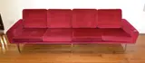 H .W. Klien, A DANISH FOUR SEATER SOFA IN BURGUNDY VELVET , c1960