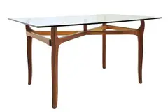 Schulim Krimper, A DINING TABLE, Australian red cedar, Queensland maple, glass