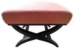 A FIORENZA OTTOMAN by Franco Albini, ebonised beech, velvet, sold May 2012