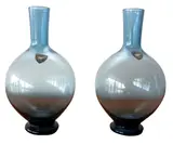 Orrefors, A PAIR OF BLUE GLASS VASES