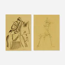 Mac Zimmermann, Zu Besuch bei Picasso I and IV, 1947, ink on paper