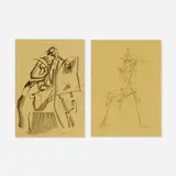 Mac Zimmermann, Zu Besuch bei Picasso I and IV, 1947, ink on paper