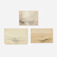 John Bunyan Bristol, three works, 1885, graphite and gouache on paper