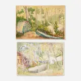 Dorothea A. Dreier, two works, watercolor on paper