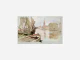 Francis Hopkinson Smith, View of the Canal, watercolor, charcoal and graphite on paper
