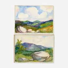 Dorothea A. Dreier, two works, watercolor on paper, watercolor on paperboard