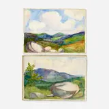 Dorothea A. Dreier, two works, watercolor on paper, watercolor on paperboard