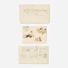 Edward Henry Potthast, three works, graphite, graphite and watercolor on paper